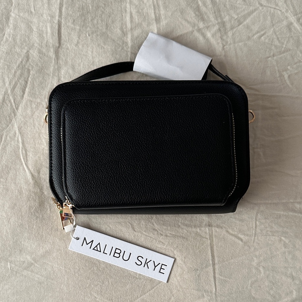 Malibu skye Black Crossbody Bag faux leather casual wallet bag purse